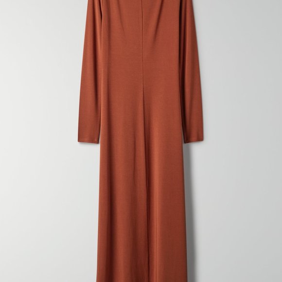 Aritzia Wilfred Neptune Dress - Long-sleeve slit dress XS brown - Picture 4 of 8